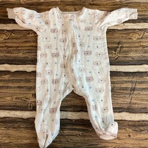 Gerber one piece footed bodysuit tan 3-6 mo